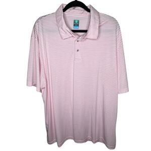 Pro Tour Golf Polo XXL Mens Pink Striped Short Sleeve Casual Active Resort